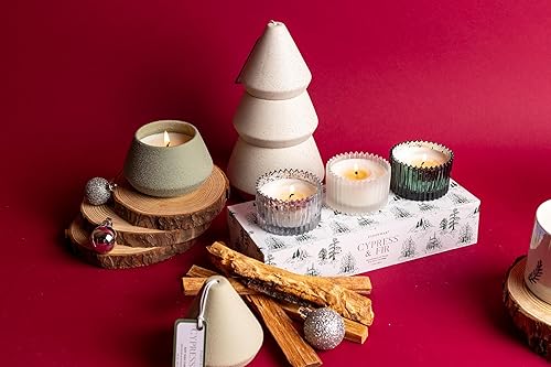 Miniatura 2 de Paddywax Cypress & Fir Holiday - Vela perfumada vertida a mano (3 unidades), 2 onzas, vidrio de mercurioesmerilado