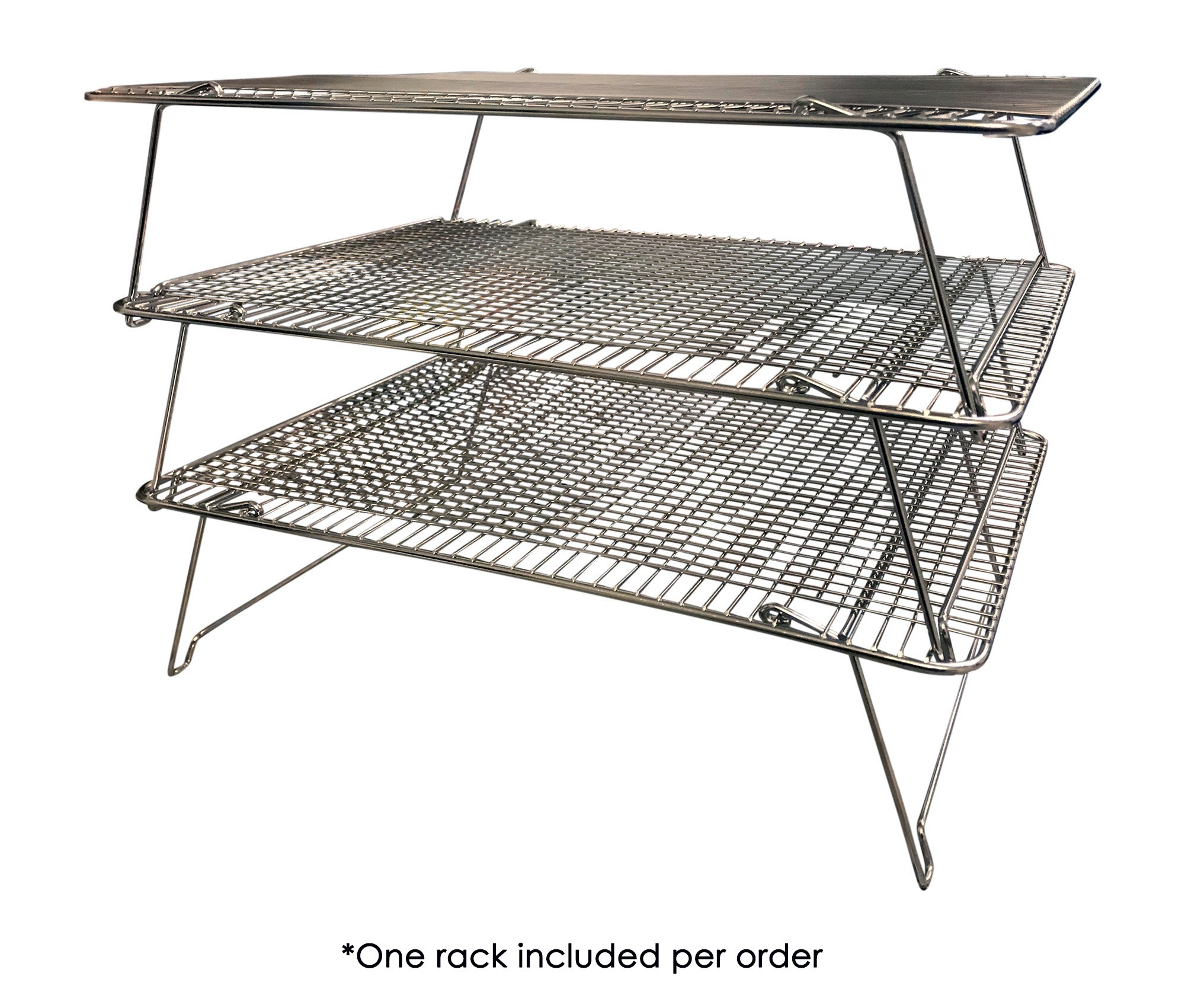 Rejilla de enfriamiento de Acero Inoxidable (30 cm x 43 cm) – Ideal para apilar en Tres Niveles – Patas Plegables - para Hornear, cocinar y Asar en la Parrilla
