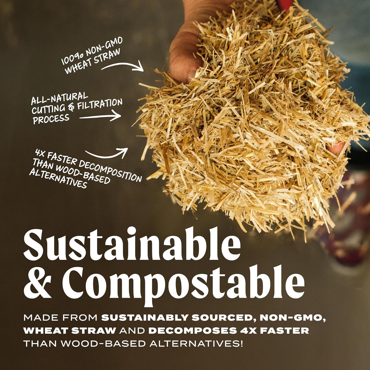 FarmStraw Fine Cut, 3 cu ft (25 lb) Expands to 10+ cu ft – All-Natural Wheat Straw Chicken Bedding for Clean, Dry, Odor-Free Coops – Dust-Free, Super Absorbent – Sustainably Sourced