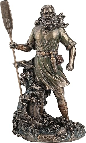 Veronese Design 10 3/8 pulgadas de alto Njord nórdico dios del viento y el mar vikingo nórdico fundido en frío de resina bronceada escultura