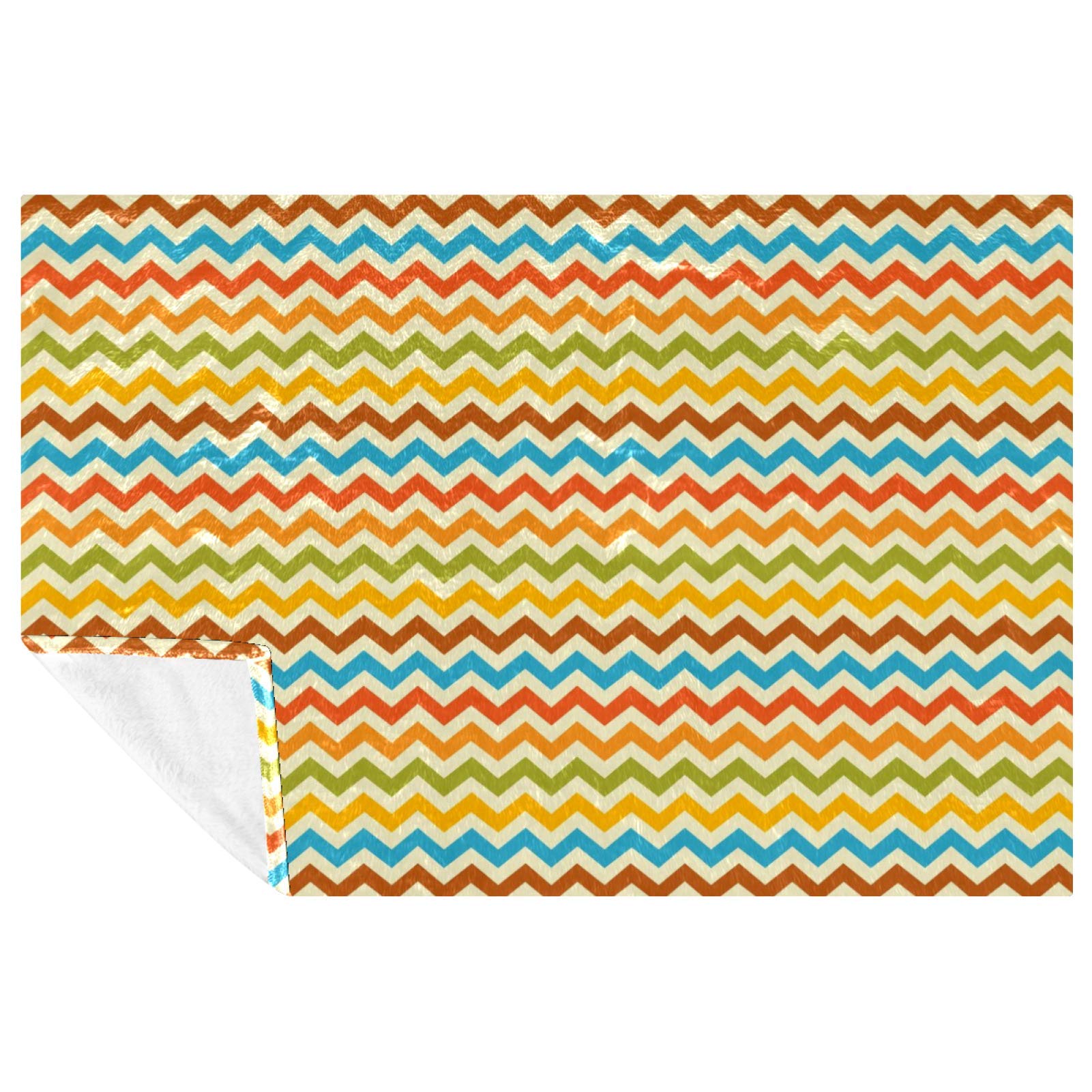 Couverture chaude lit et canapé plaid chevrons multicolore plage