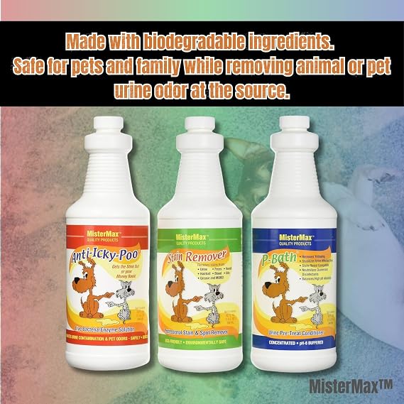 MisterMax Pet Urine Enzyme Cleaner, Stain & Odor Remover Complete Spray Set