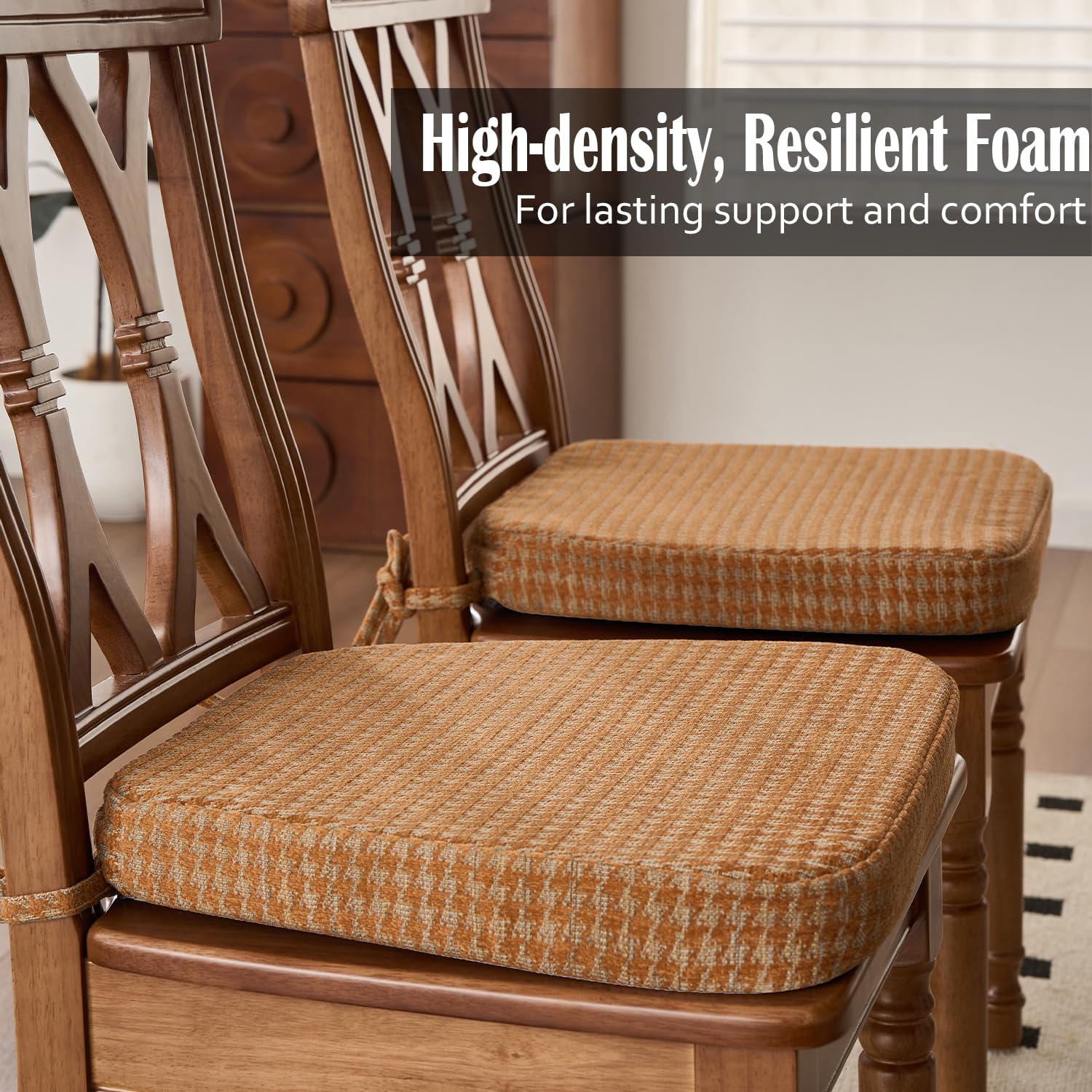 Nobildonna Gel-Infused Chair Cushions - 2" Thick High-Density Foam Seat Pads (Set Of 2)