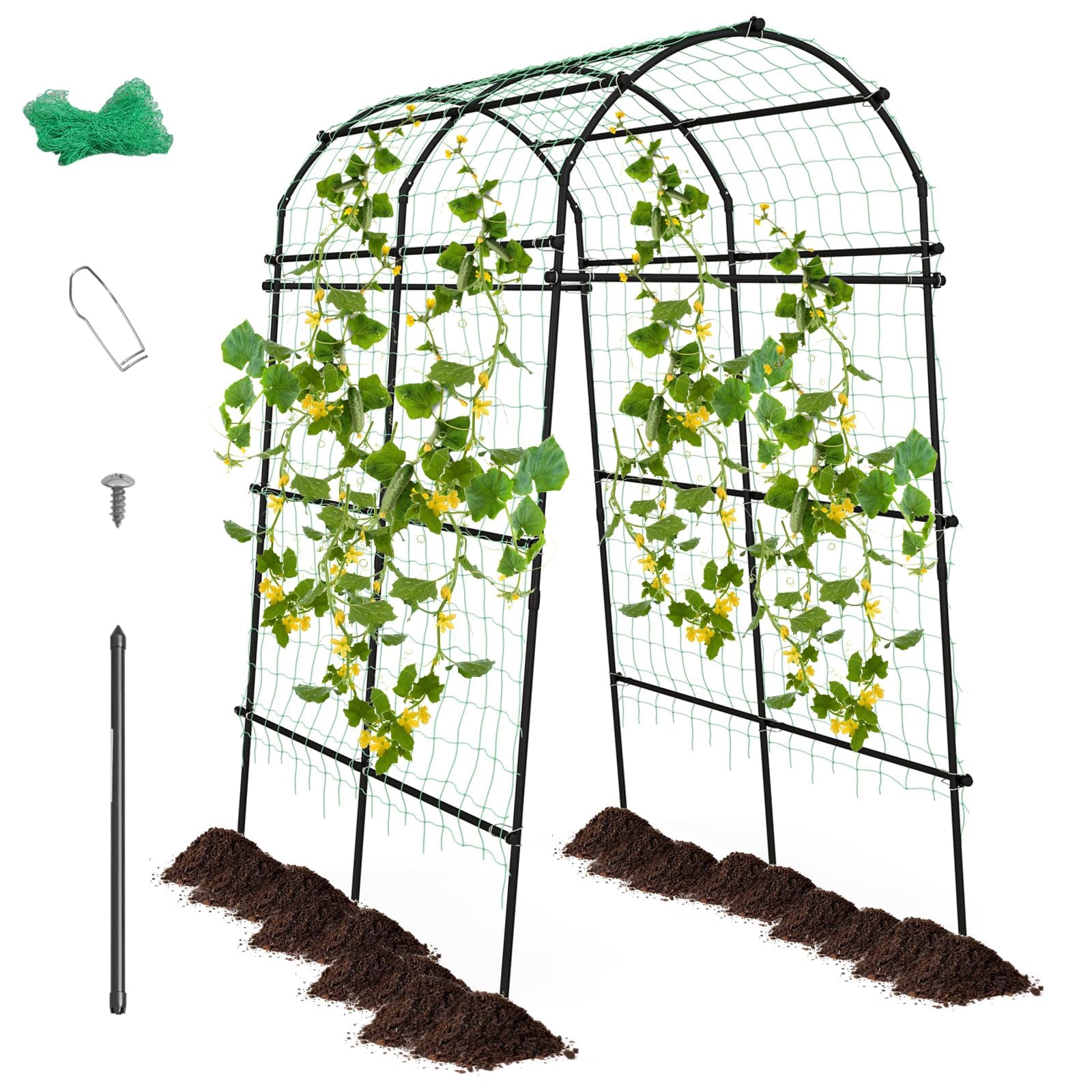 FANTASK Treillis pour Plantes grimpantes - Arche de Jardin de 230 cm avec Structure métallique revêtue de polyéthylène - Arche de Jardin pour légumes, Fruits, Fleurs