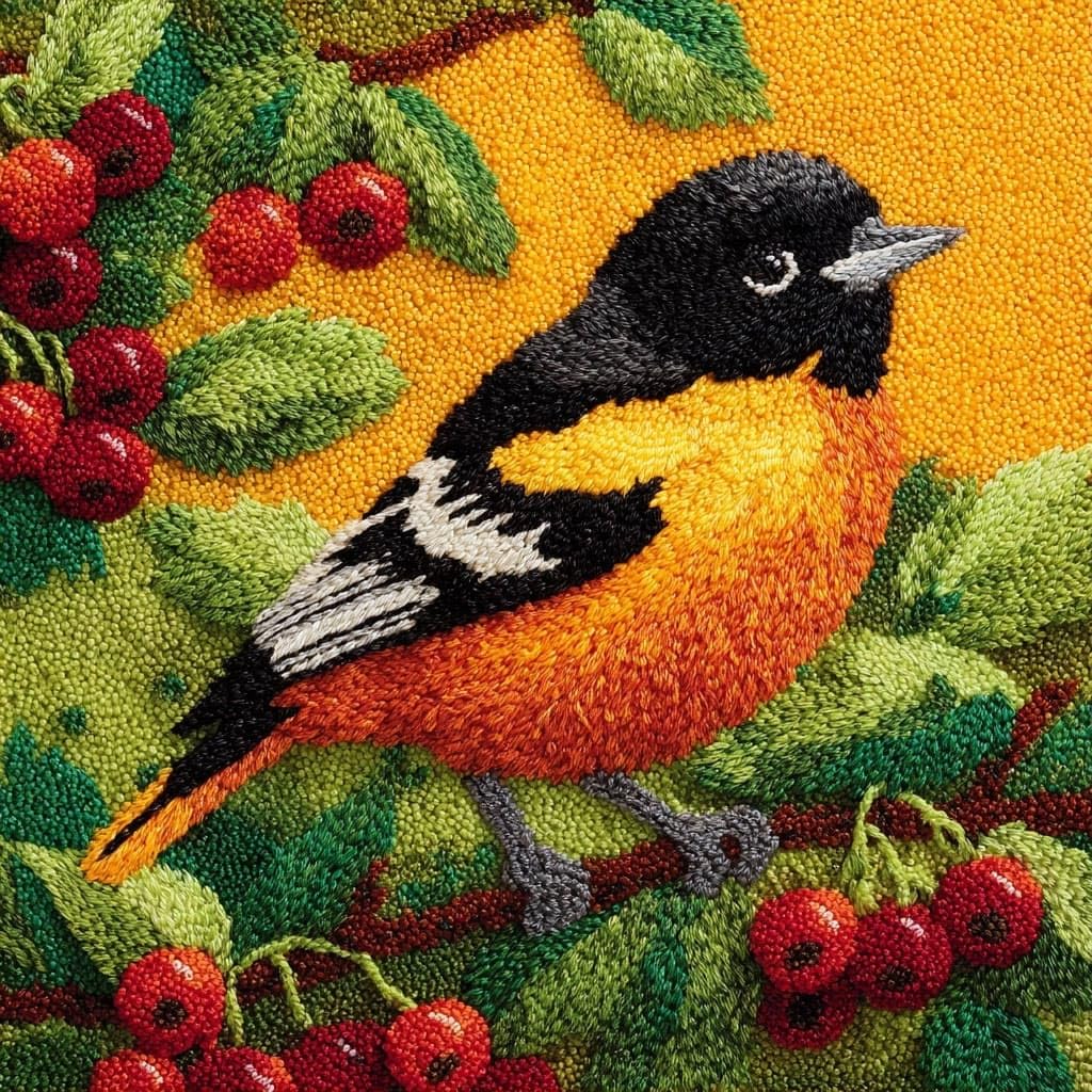 Henypt Latch Hook Kits-F Latch Hook Pillow Kit,Latch Hook Kits, Fruits And Birds