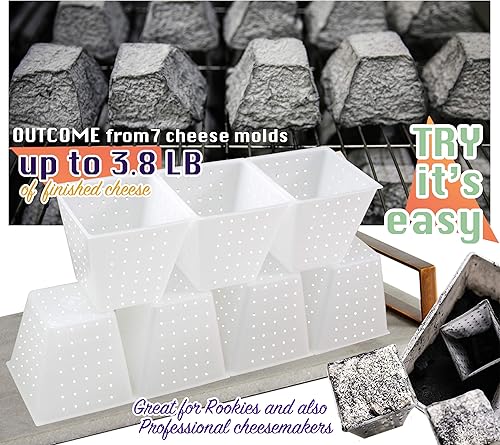 Miniatura 8 de Molde de queso pequeño pirámide de 7 piezas de 0.45 cuartos de galón – Molde de queso suave para hacer queso – Suministros caseros para hacer queso