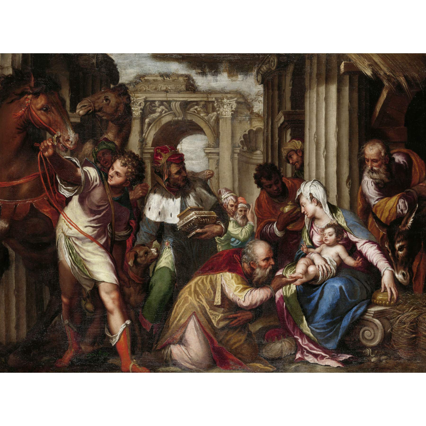 Artery8 Farinati Adoration Magi Religious Painting Large Wall Art Poster Print Thick Paper 18X24 Inch