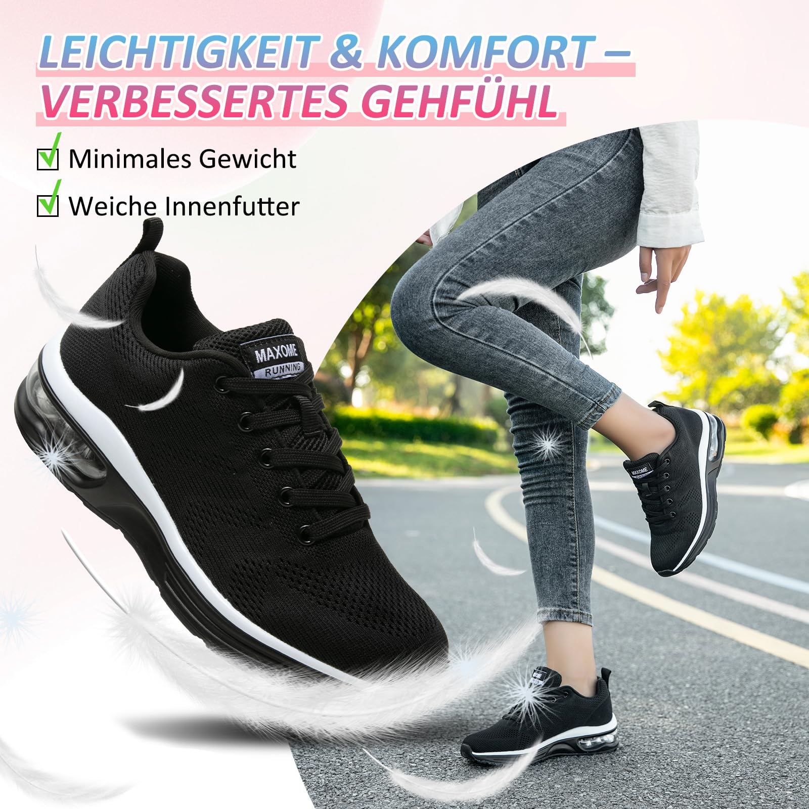 Scarpe Running Donna Sneakers Leggere con Cuscino D’Aria Ammortizzante Scarpe Sportive Traspiranti Antiscivolo per Jogging Camminata E Palestra