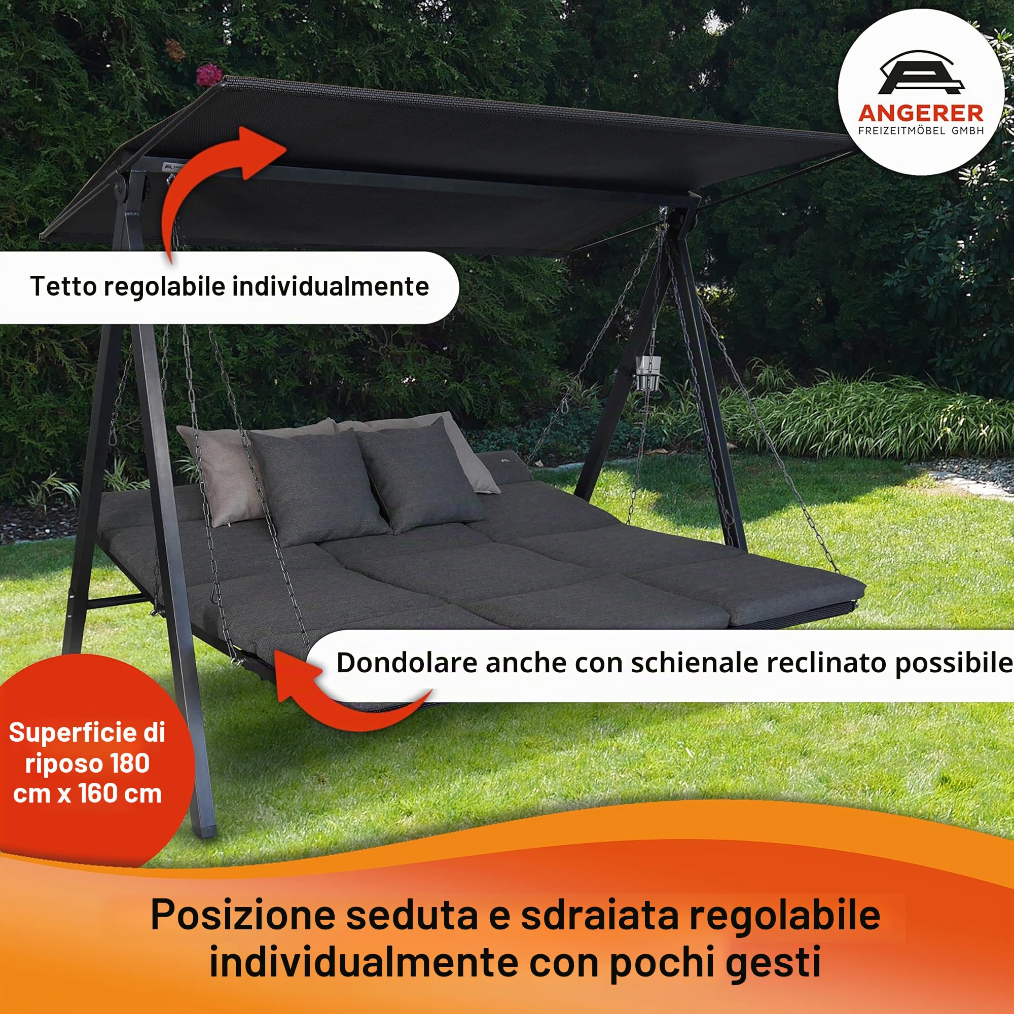 Angerer Freizeitmöbel GmbH Dondolo Lounge Smart grigio
