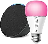 Echo Pop in Charcoal bundle with TP-Link Kasa Smart Color Bulb