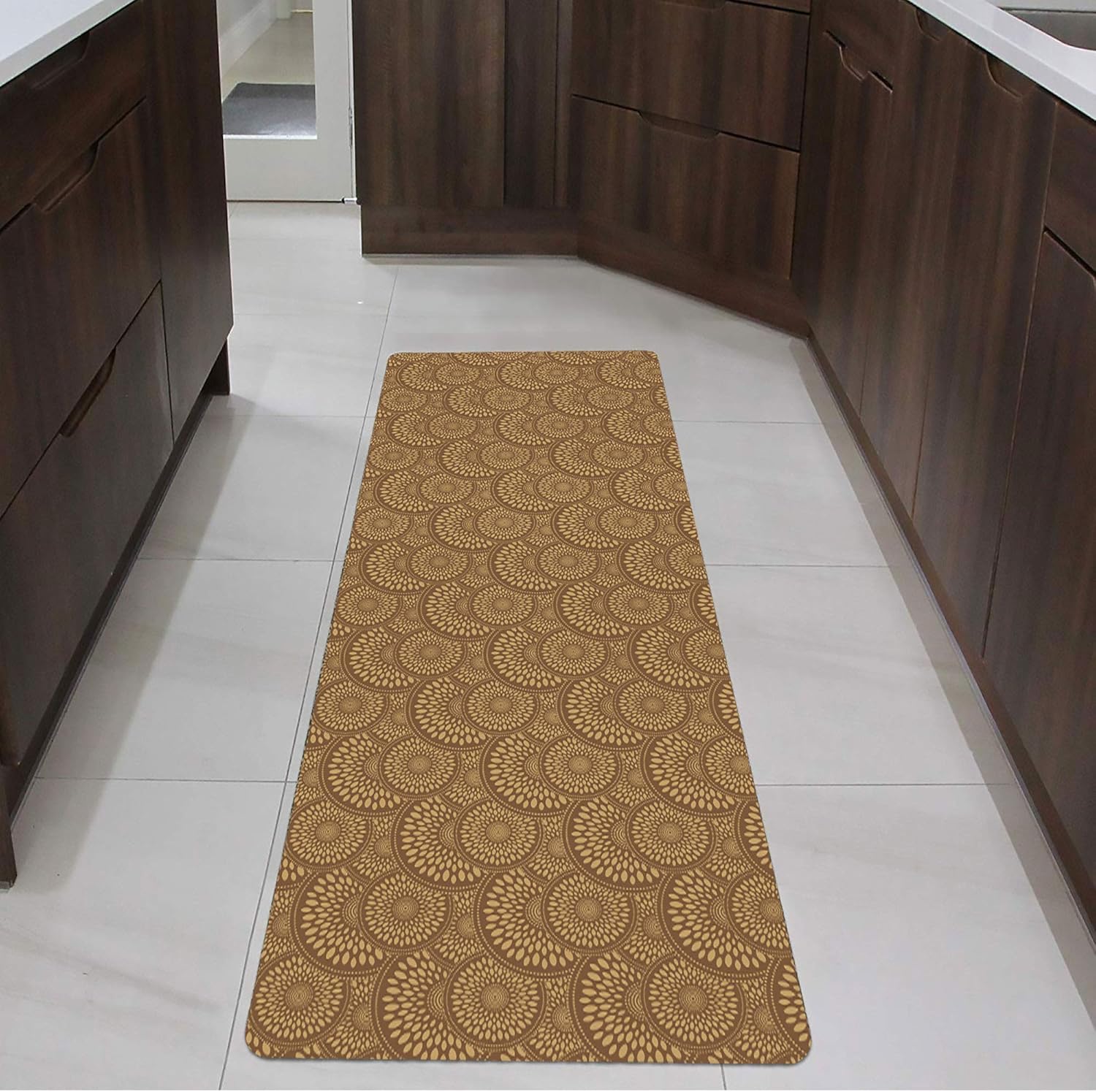 Shape28 Runner Mat Ultra-Thin Kitchen Rug with Non Slip Rubber Backing 60x23”, Cappuccino: Kitchen & Dining
