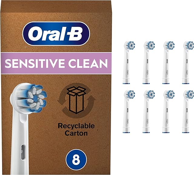 Oral-B Sensitive Clean Końcówki do Szczoteczek Elektrycznych, 8 Sztuk, Wielkość Odpowiednia do Umieszczenia w Skrzynce Pocztowej
