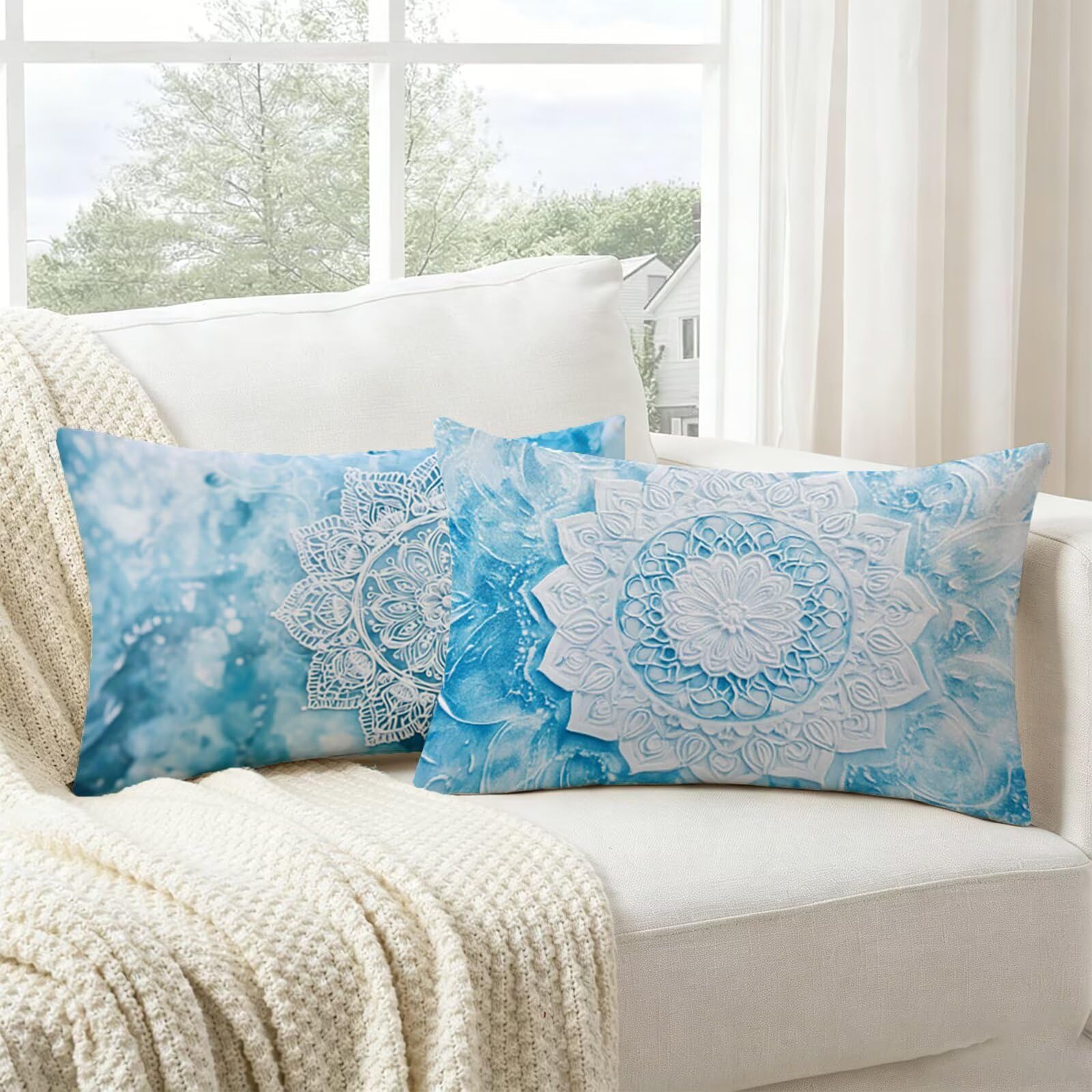 Coussin extérieur imperméable bleu pour aménager un salon de jardin et une voiture