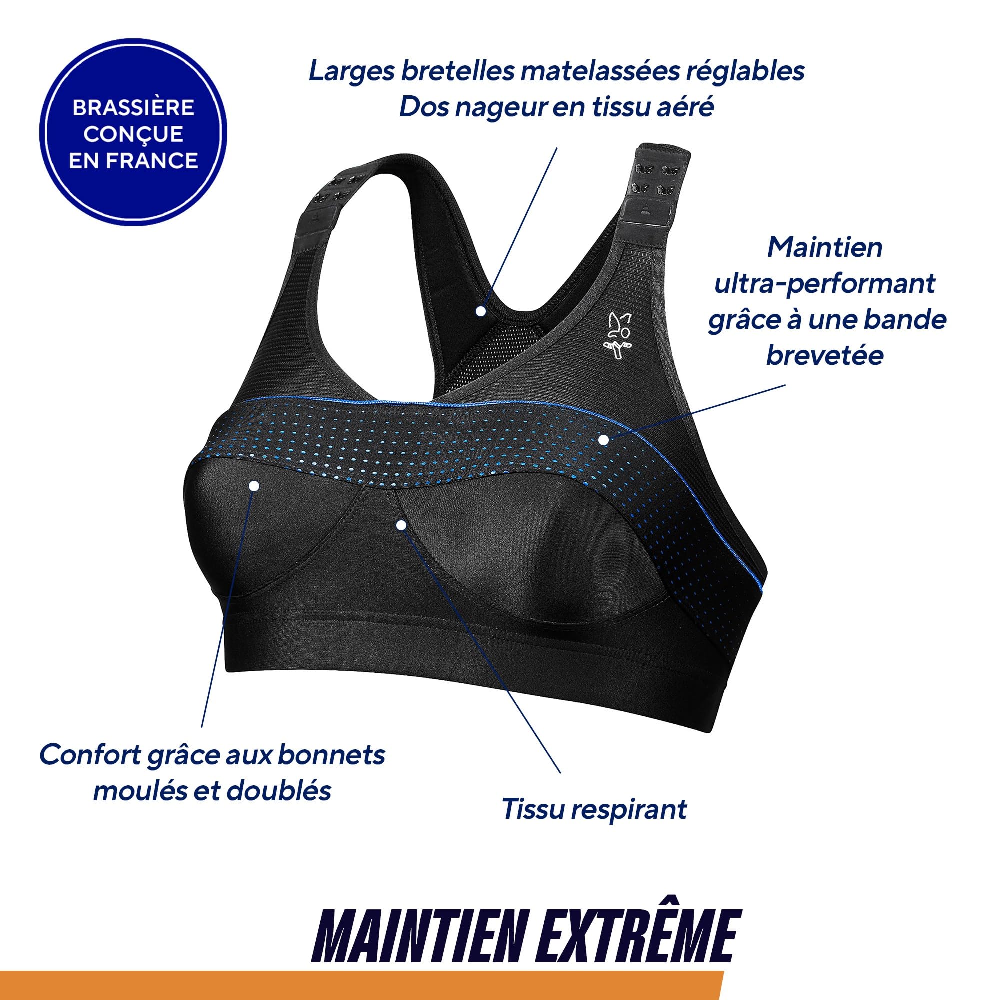 THUASNE - Sujetador Deportivo Top' Strap X-Back - Sujeción Fuerte y Extrema - Diseñado para Deportes de Alto Impacto - Sujeción Patentada - Tirantes Acolchados Ajustables