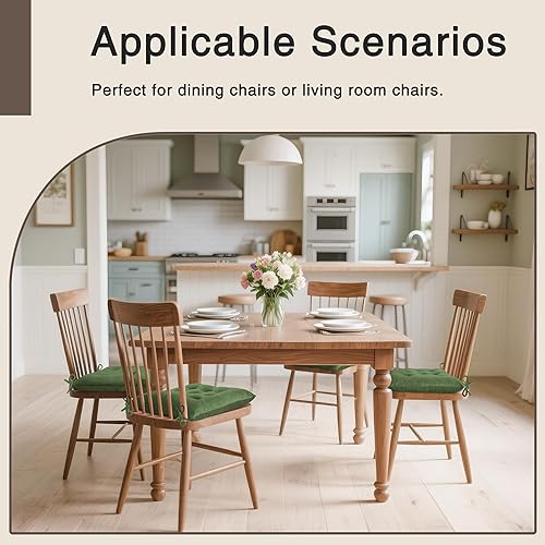 Miniatura 5 de OVOV Paquete de 4 cojines para sillas de comedor, cojines de asiento suaves para sillas de escritorio de cocina, cojines cuadrados para sillas con