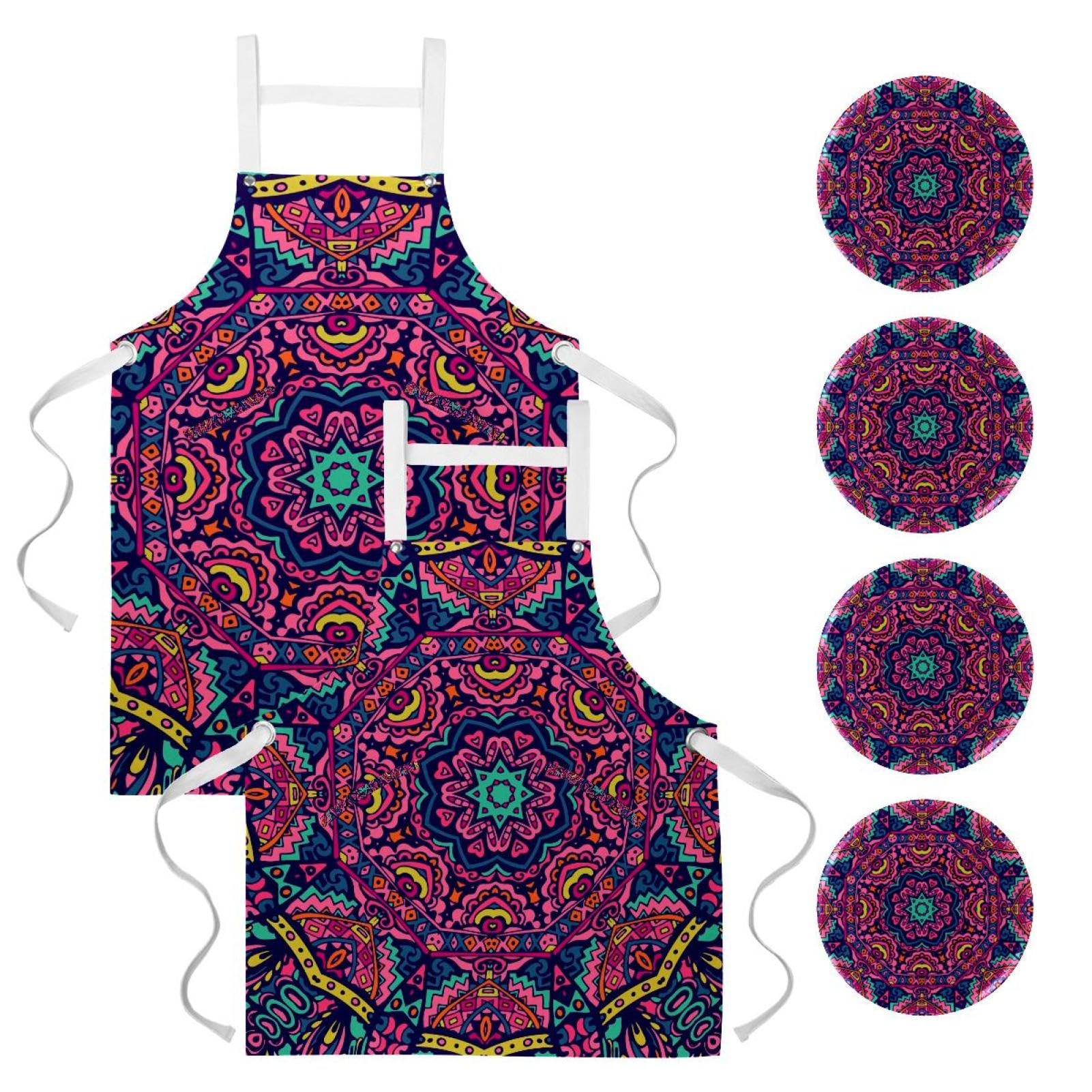 Tablier mandala floral multicolore style boho hippie chic - 7