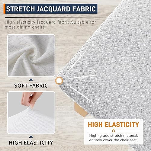 Miniatura 3 de BESBESME Juego de 4 fundas para sillas de comedor, impermeables, elásticas, extraíbles y lavables, para hotel, restaurante, color blanco