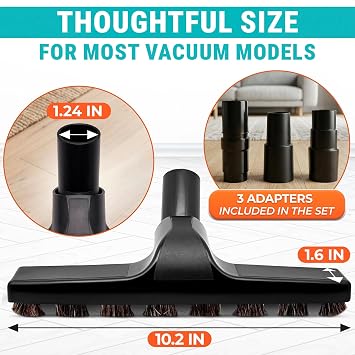 Vacuum Attachments, Horsehair Brush, 1.25 Fit, 360 Swivel