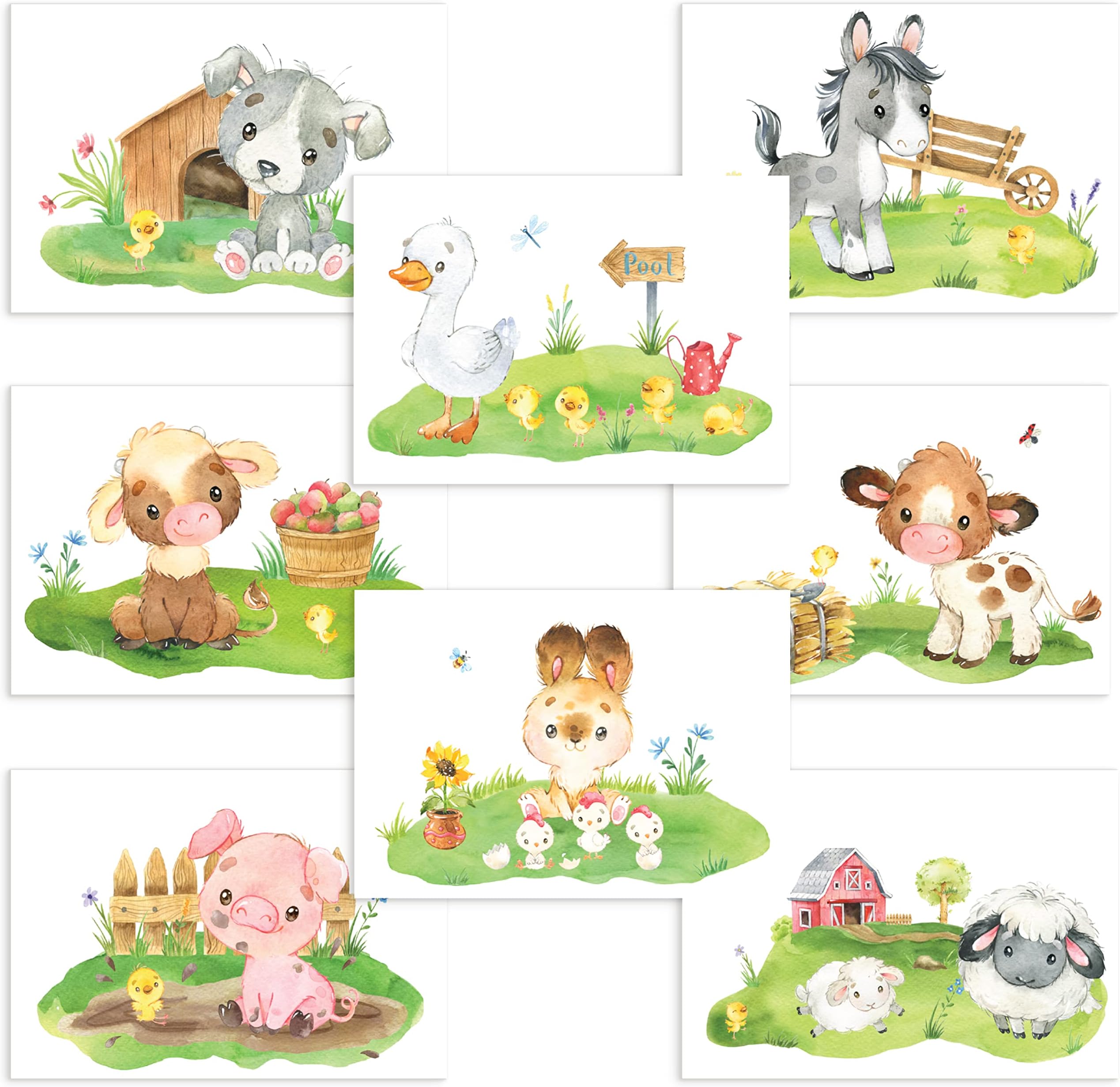 CreativeRobinCute Farm Animal Poster Set as Children's Room Decoration