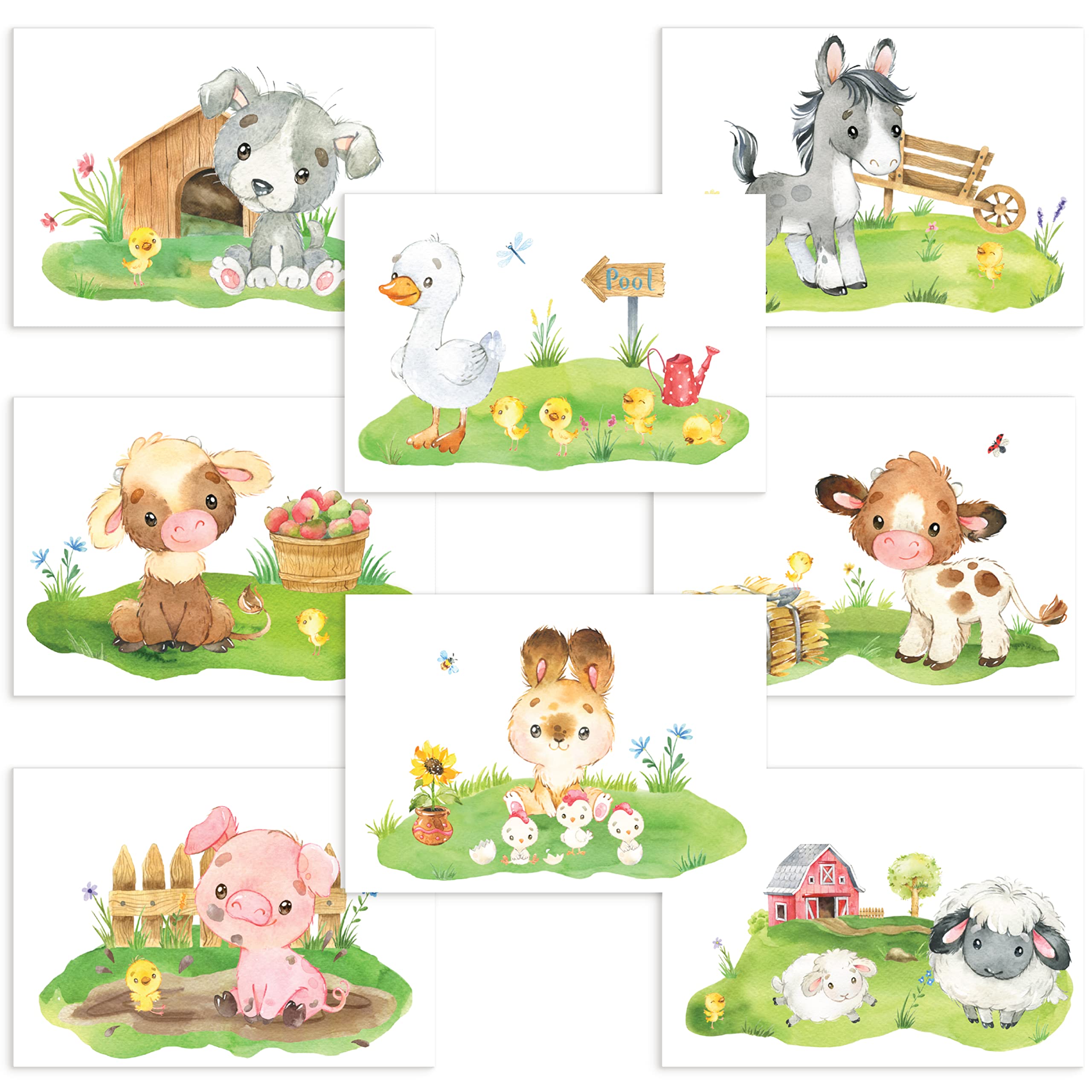 CreativeRobinCute Farm Animal Poster Set as Children's Room Decoration