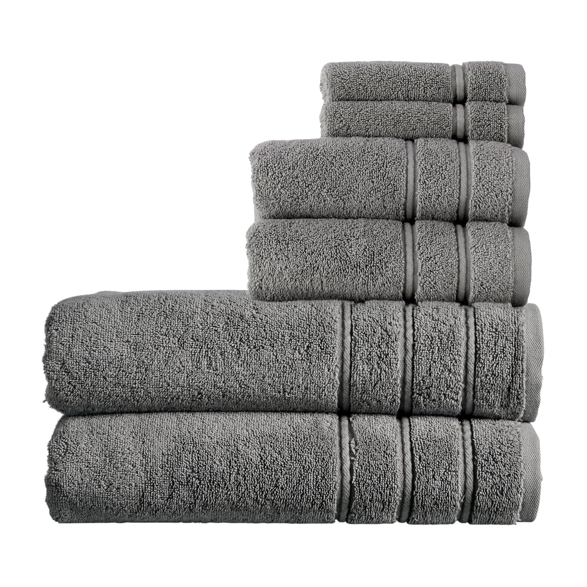Christy Antalya Bath Sheets Set | 6 Piece | 100% Turkish Cotton | 600GSM | Soft Plush Luxury Towel Set | 2 Bath Sheets 2 Hand Towels 2 Face Cloths | Quick Dry | Storm Grey