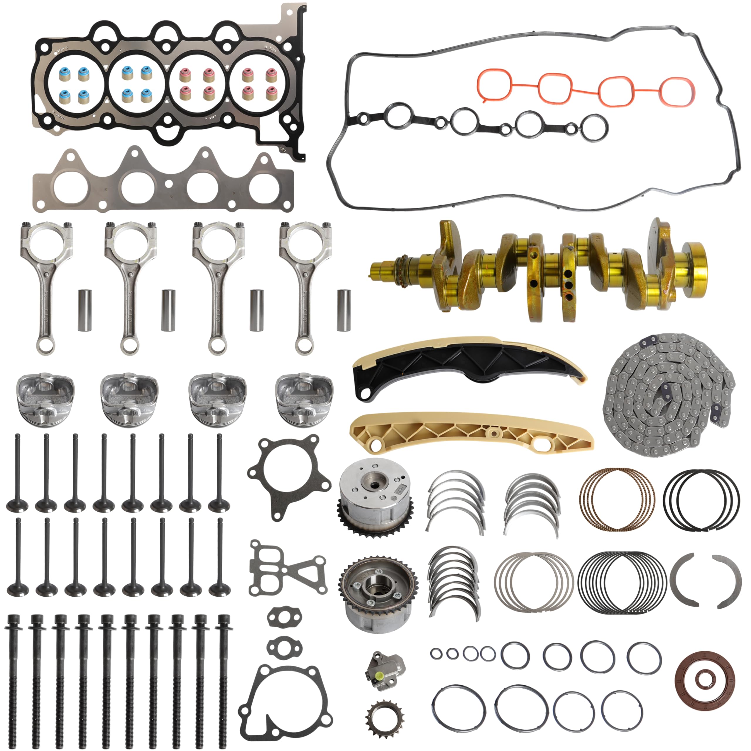 Photo 1 of Riyhch for G4FD 1.6L Engine Rebuild Kit(Head Gasket &Crankshaft & Rods Bearings Pistons Ring & Timing Chain) for Kia Sportage Rio Soul,for Hyundai Tucson Accent Elantra 09–20 235102B000 235102B010