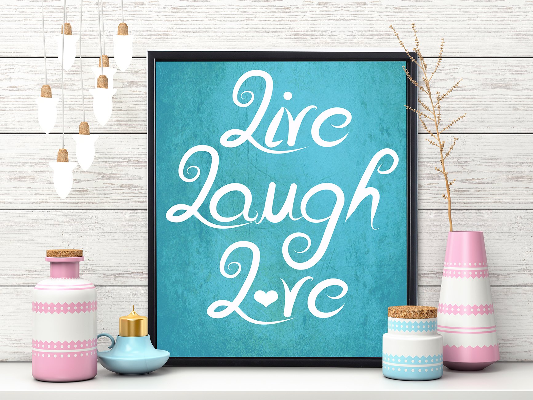Art Street PAINTINGMANTRA - Live Laugh Love Framed Canvas Painting - 11 inch X 13 inch