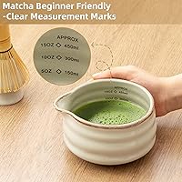 Vista 3 de Juego de 5 batidores de matcha para principiantes, cuenco de cerámica y batidor de bambú, accesorios japoneses de matcha, kit tradicional