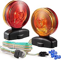 CZC AUTO 12V Magnetic Trailer Lights Kit - 55lb Strong Magnets, Red/Amber Two-Sided Tow Lights, 20ft Wire for Trailers, RVs, Trucks (DOT Compliant)