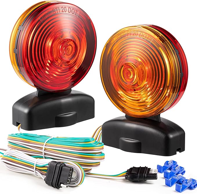 CZC AUTO 12V Trailer Lights Two Sided Red & Amber Tow Lights Kit