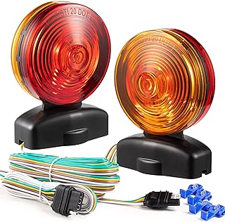 CZC AUTO 12V Magnetic Trailer Lights Two Sided Red & Amber Magnetic Tow Lights Kit 20' 55lb Magnetic Strength, Turn Brake Running Lights for Trailer RV Truck Car Bike Tow Dolly