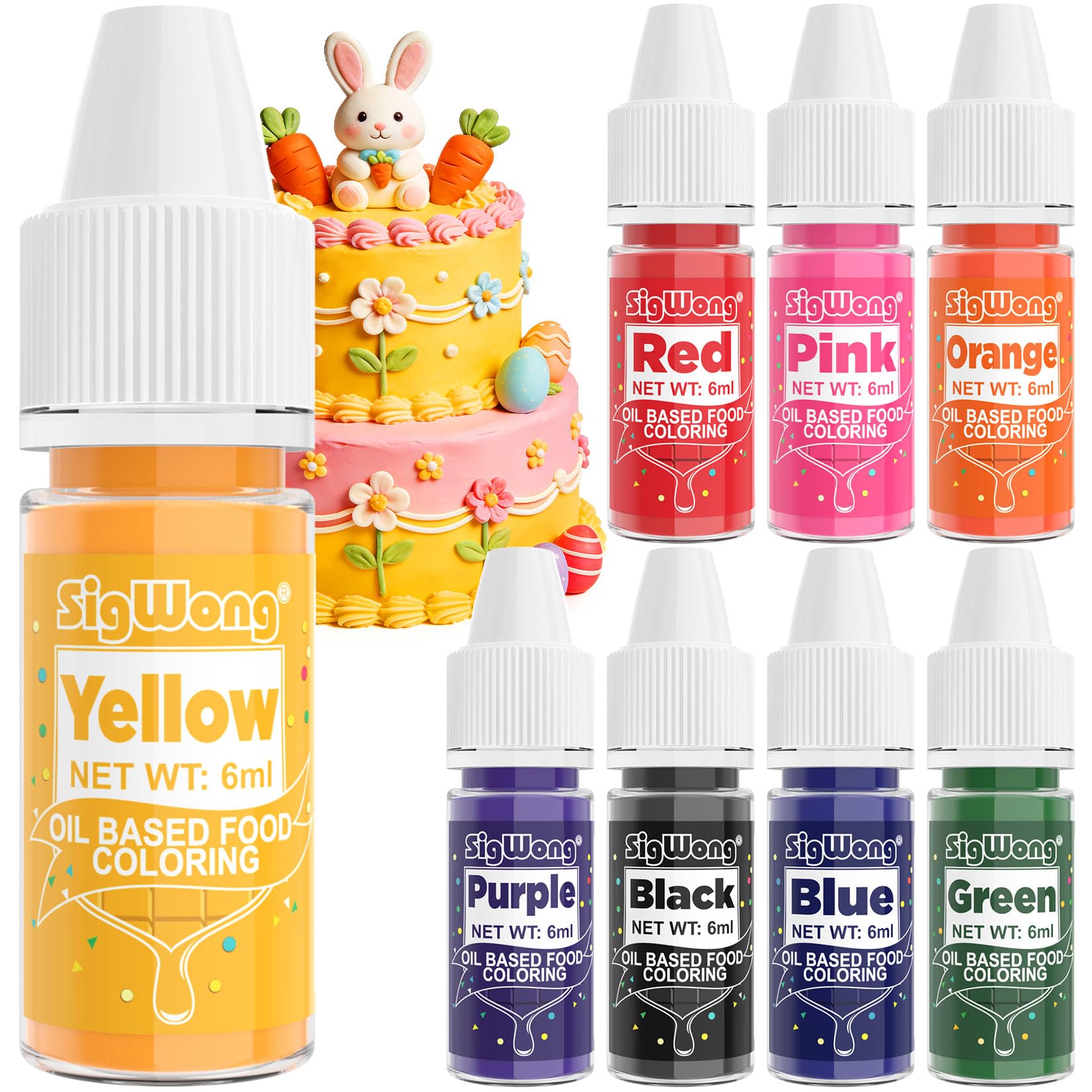 Oil Based Food Coloring - 8 Colors Upgraded Food Coloring for Chocolate, SigWong Oil Based Food Dye for Cake Decorating, Valentines Baking, Cookies, Icing Frosting, Fondant - 0.25 Fl.Oz/Bottles