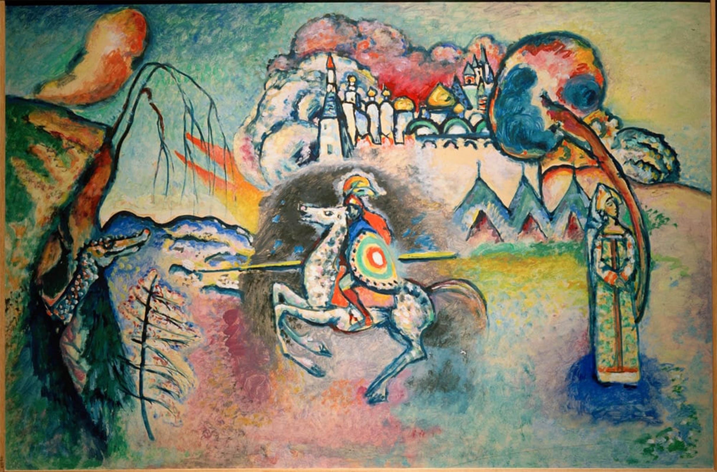 Artxlxxbn No Frame Famous Prints Artwork Pictures Poster Painting Art Reiterst. Georg By Wassily Kandinsky Artwork Landscape Pictures For Home Decor 60X90cm