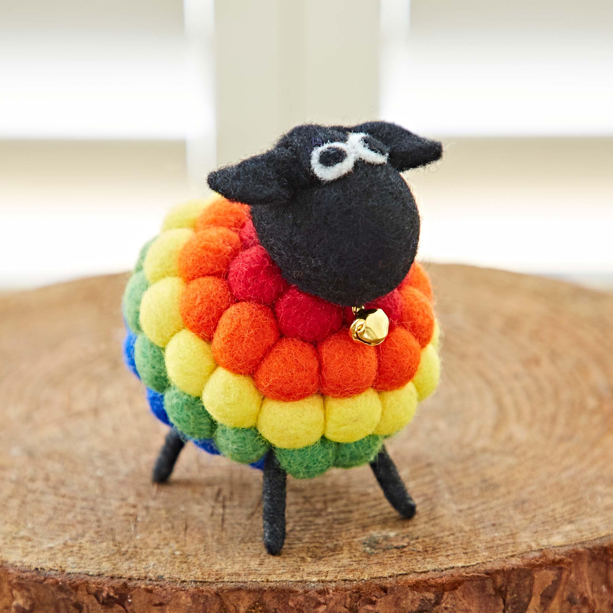 Paper High Felt Sheep Ornament - Cute Home Décor - New Home Gift - Quirky Gifting - Multicoloured, Grey and White Colour Options (Rainbow) — image 1