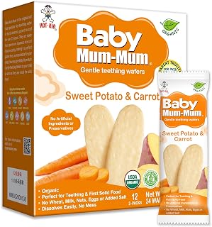 Baby Mum Mum Baby Mum-Mum Organic Rice Rusk Teethers 50g (Pack Of 6) Sweet Potato & Carrot, 50 Grams
