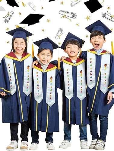 Miniatura 6 de Geyoga Bufandas de estola de graduación preescolar para niños y niñas 2025 para jardín de infantes, unisex, estampada, estola de graduación,