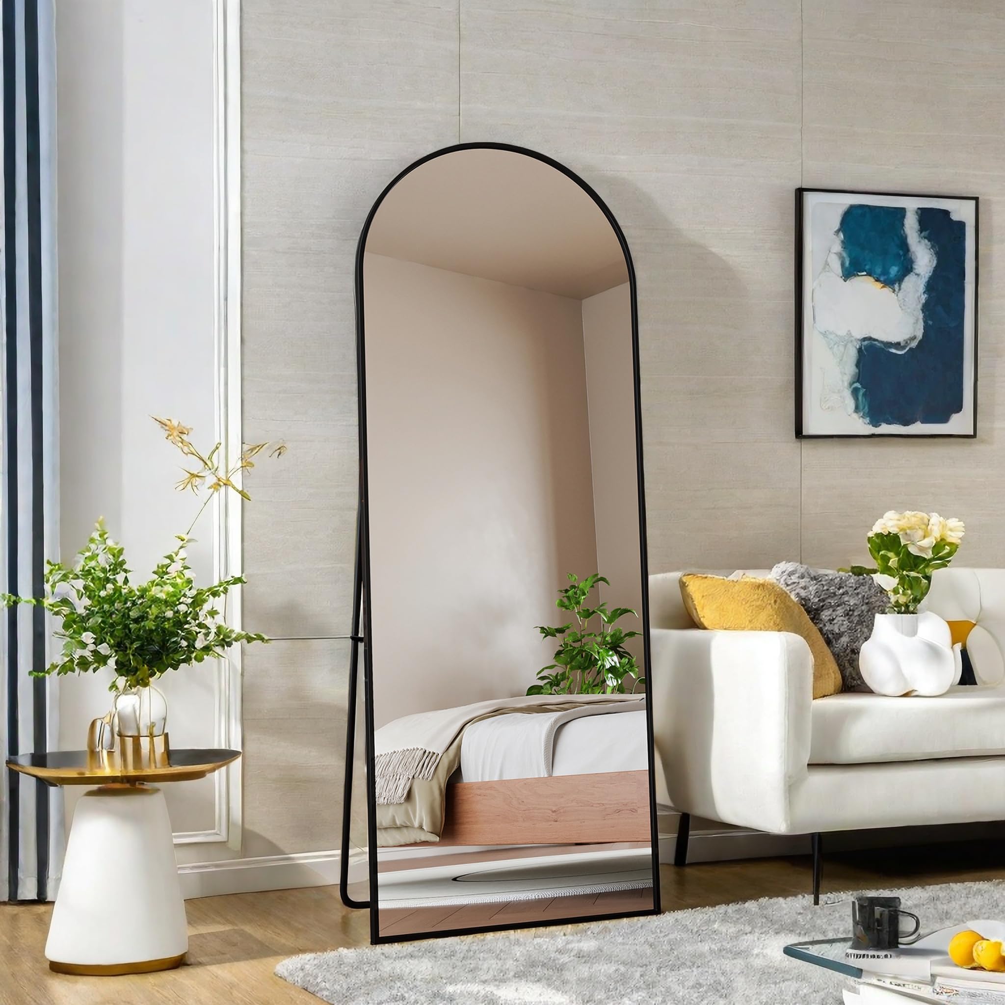 Staande spiegel, Grote spiegel met standaard, 45 x 160 cm wandspiegel, kapstokspiegel