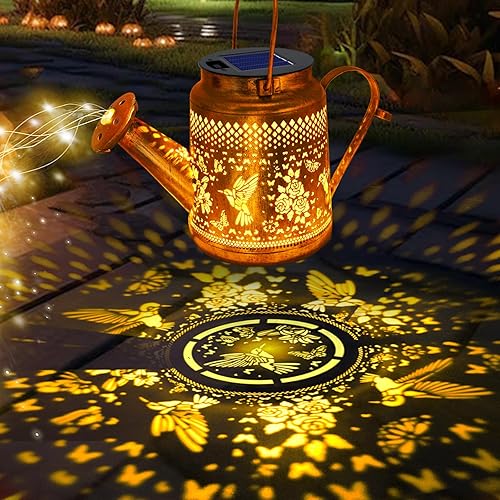Miniatura 36 de Faroles solares impermeables para exteriores, regadera de colibrí, decoración de jardín, luces solares colgantes para camino, arte de patio
