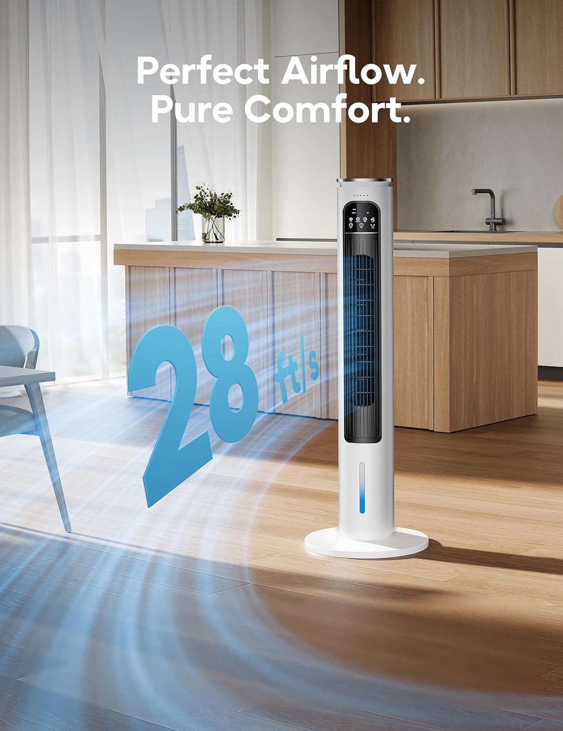 Windowless Portable Air Conditioner Ac Unit with Remote,37” Ventless Evaporative Air Cooler,Quiet Swamp Cooler for 4 Modes, Ductless Tower Fan For 12H Timer, Ice Packs for home White