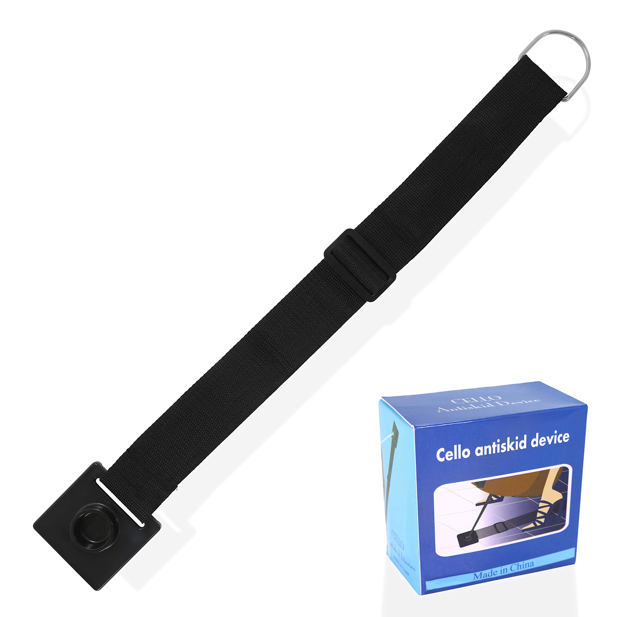 Support de Violoncelle en Acier Réglable avec Crochet Porte-Arc en Noir - Pliables et Portables avec Barre de Sécurité - Livré avec un Bouchon d'Ancrage pour Épingle à Cheville