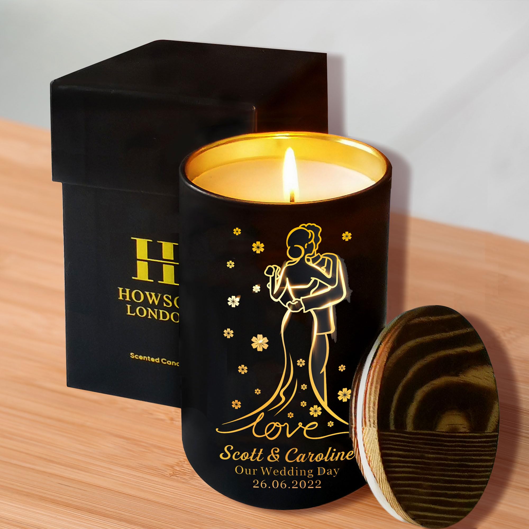 Personalised Candle Wedding Anniversary Candle Gifts for Couple for Her Scented Candles Gifts for Women Personalised Gift for 10 20th 25th 50th 60th Birthday Christmas Valentines Day (Design 02)