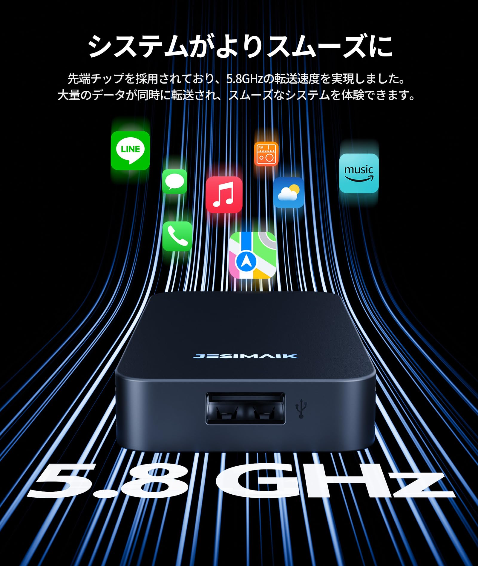 Amazon.co.jp: JESIMAIK CarPlay ワイヤレス アダプター Android Auto 