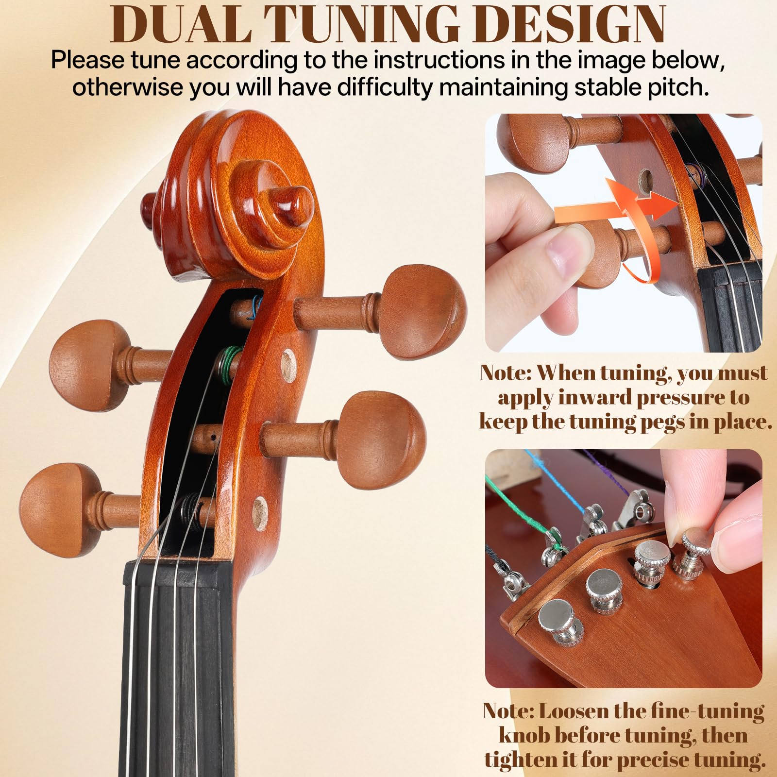 Kmise Violine 4/4 Starter-Set in voller Größe für Studenten, Anfänger, Erwachsene, robustes Jujube-Holz, akustisches Geigen-Set mit Hartschalenkoffer, Bogen, Kolophonium, extra Saiten, Schulterstütze