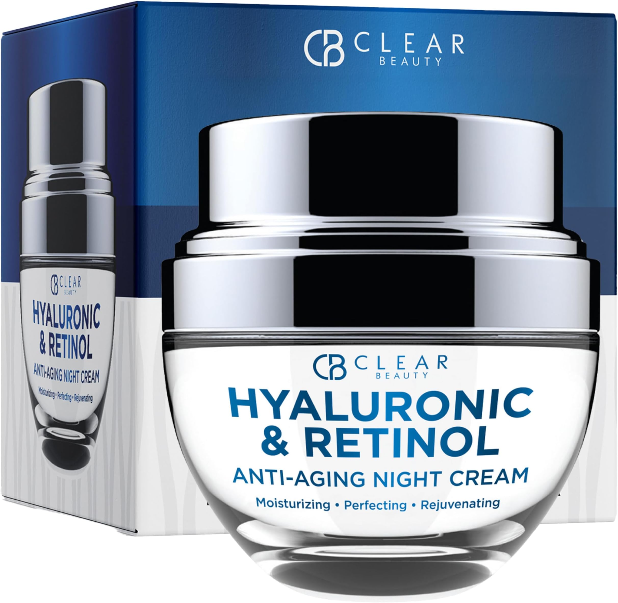Hyaluronic Acid & Retinol Face Moisturizer Night Cream – Dermatologist Tested, Deep Hydration, Firming & Smoothing – Anti Aging Korean Skin Care, Vegan, Clean Beauty – 1.69 Fl Oz