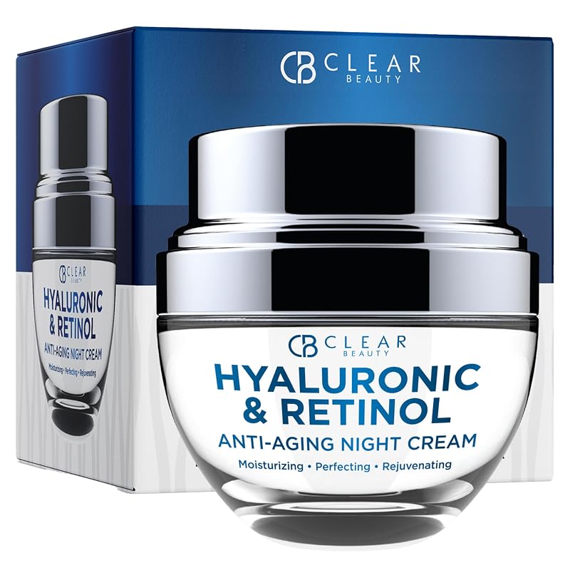 Clear Beauty Creme Hidratante Facial Noturno com Ácido Hialurônico e Retinol, Vegano, Produzido na Coreia, 50 mL