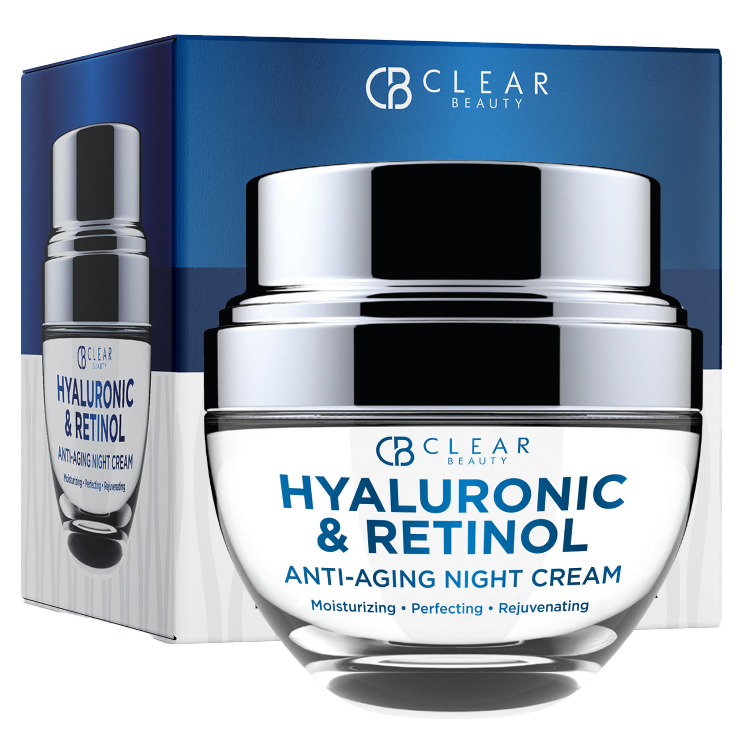 Clear Beauty Hyaluronic Acid & Retinol Face Moisturizer Night Cream – Dermatologist Tested, Deep Hydration, Firming & Smoothing – Anti Aging Korean Skin Care, Vegan, Clean Beauty – 1.69 Fl Oz