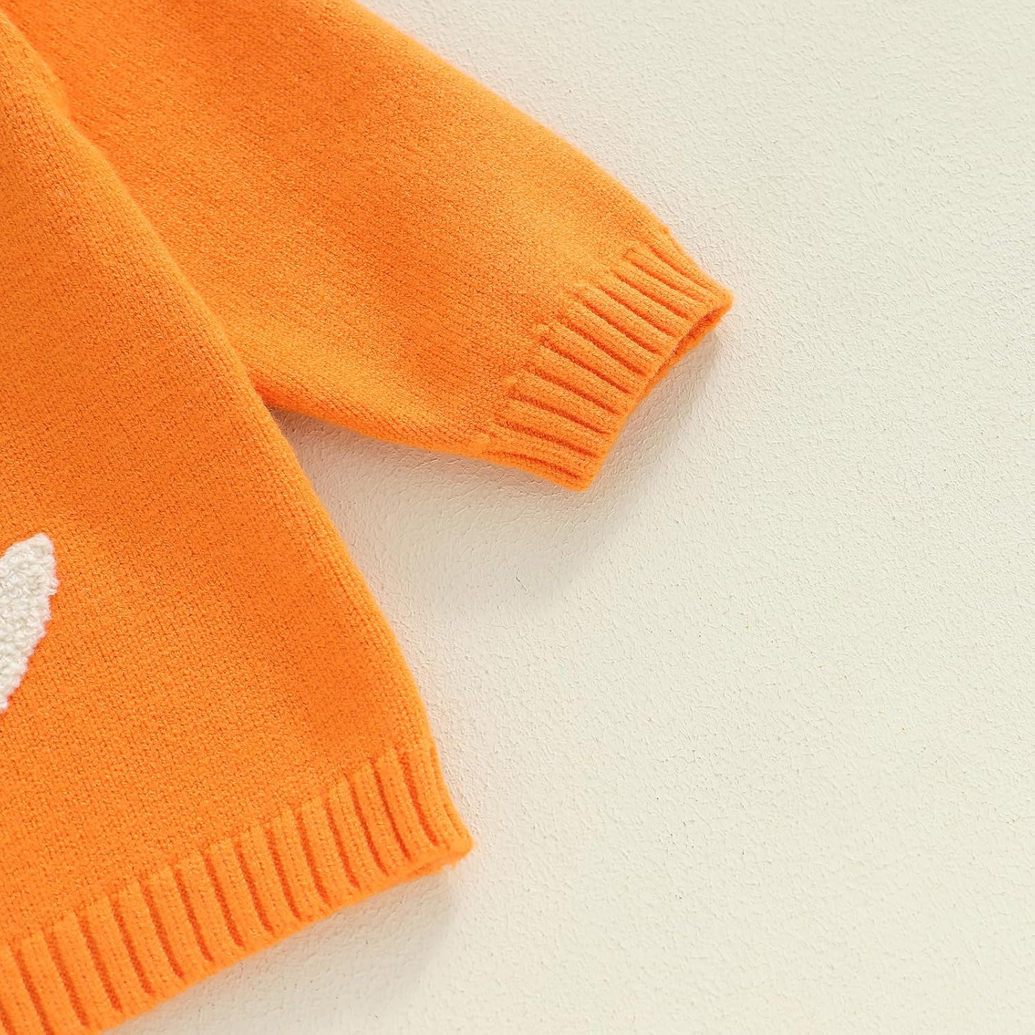 Toddler Baby Boy Girl Halloween Pumpkin Embroidery Knitted Sweaters Oversized Long Sleeve Color Block Warm Sweater