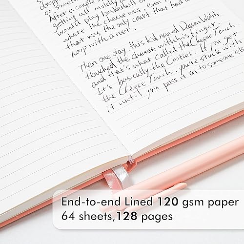 Miniatura 3 de feela Paquete de 5 cuadernos a granel, diarios clásicos rayados de tapa dura con soporte para bolígrafo para mujeres y niñas, suministros escolares