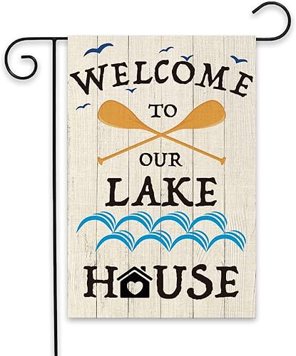 ShuanQ - Bandera de bienvenida de doble cara para el hogar, patio, exterior, decoración de casa con lago, Life is Better at the Lake para patio,