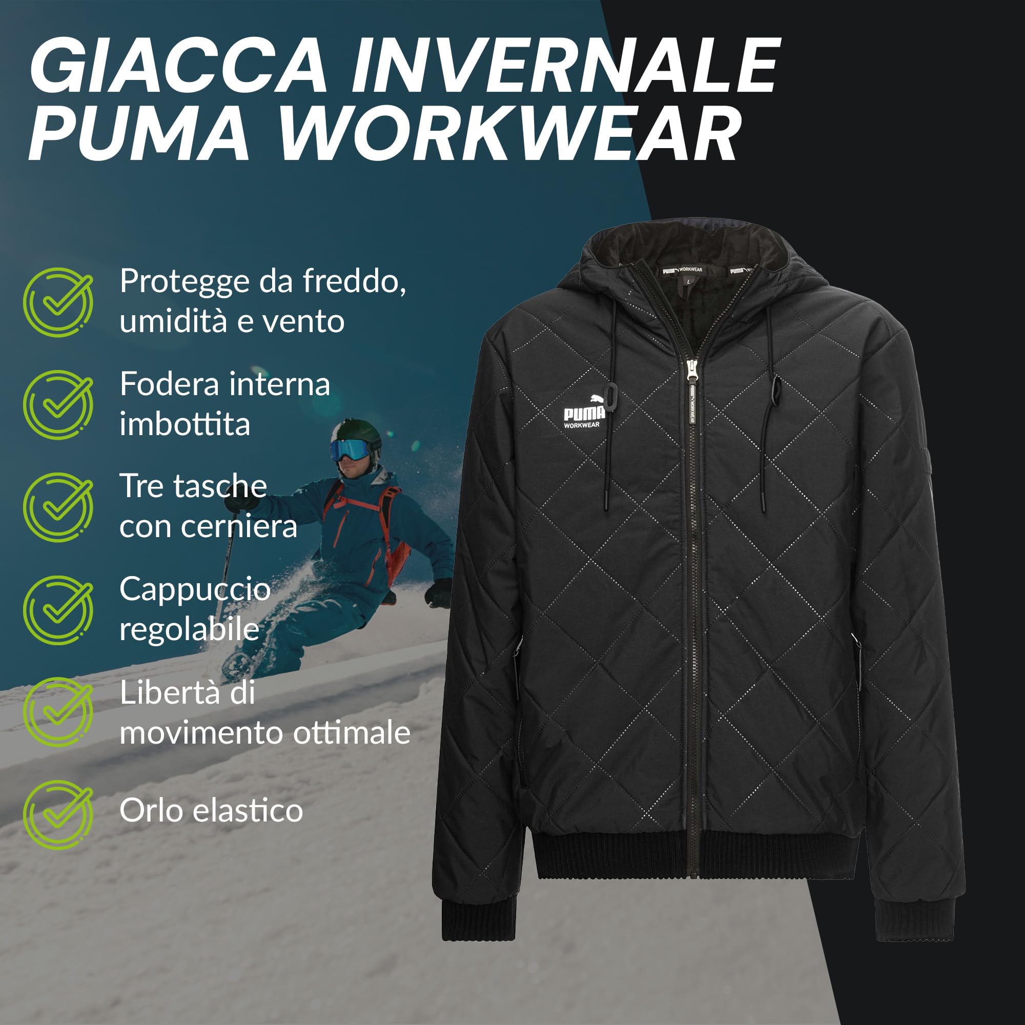 PUMA WORK WEAR Giacca da Lavoro con Cappuccio - Giacca Invernale - Isolante, Traspirante e Idrorepellente